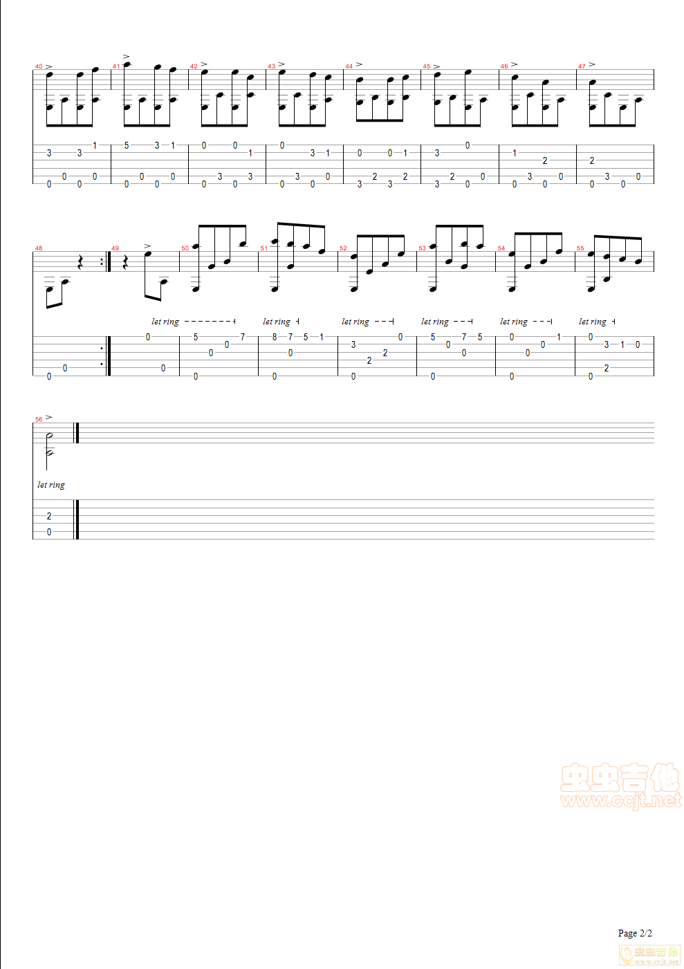 俄罗斯方块古典吉他独奏五六线对照C调GTP六线PDF谱独奏吉他谱,原版歌曲,简单C调弹唱教学,六线谱指弹简谱2张图