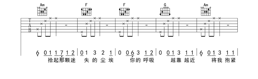 最美的期待吉他谱,原版歌曲,简单D调弹唱教学,六线谱指弹简谱6张图