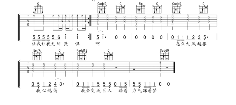 野子吉他谱,原版歌曲,简单C调弹唱教学,六线谱指弹简谱4张图