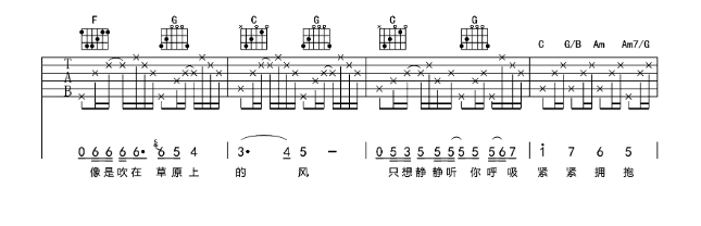 不再让你孤单吉他谱,原版歌曲,简单C调弹唱教学,六线谱指弹简谱8张图