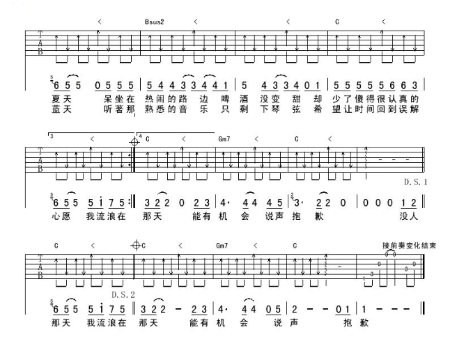 一个人流浪吉他谱,原版歌曲,简单F调弹唱教学,六线谱指弹简谱3张图