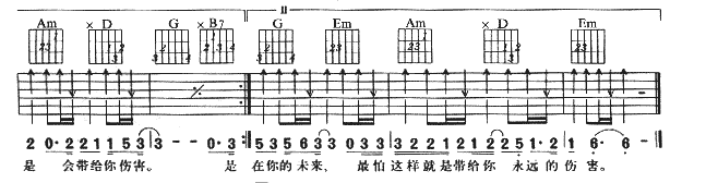 谢谢你的爱吉他谱,原版歌曲,简单G调弹唱教学,六线谱指弹简谱2张图