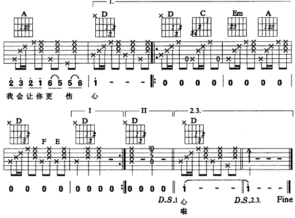 爱我久久吉他谱,简单C调原版指弹曲谱,阿牛高清流行弹唱六线乐谱