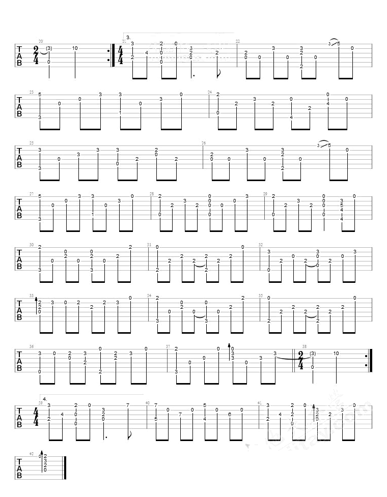 押尾光太郎WindSong吉他谱,简单押尾原版指弹曲谱,押尾光太郎高清六线乐谱