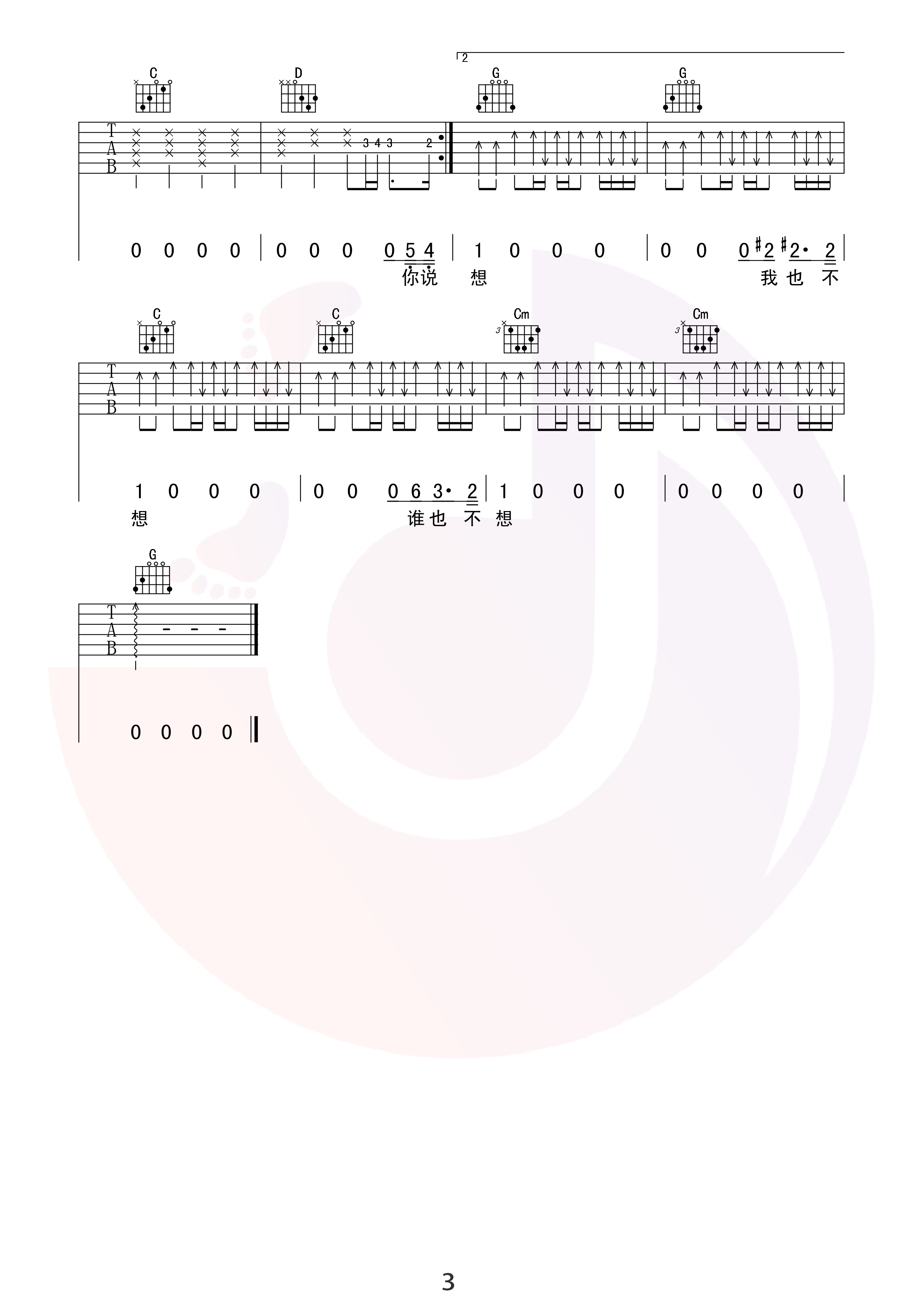 戒烟吉他谱,原版歌曲,简单G调弹唱教学,六线谱指弹简谱3张图