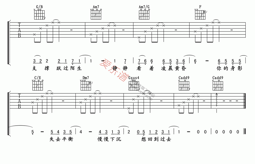 回到过去吉他谱,简单C调原版指弹曲谱,周杰伦高清流行弹唱高清版六线乐谱