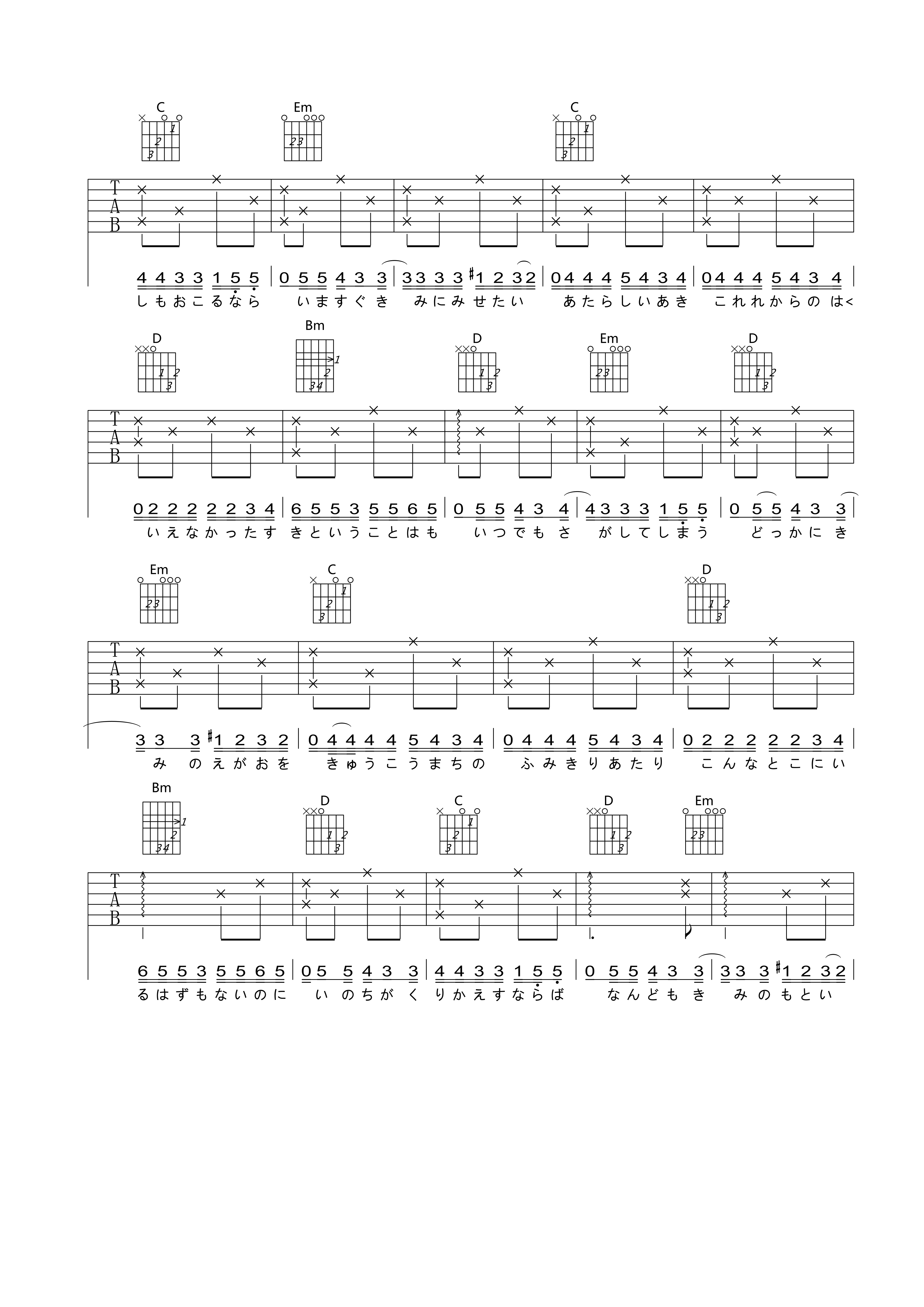 OneMoreTimeOneMoreChance吉他谱,原版歌曲,简单G调弹唱教学,六线谱指弹简谱8张图