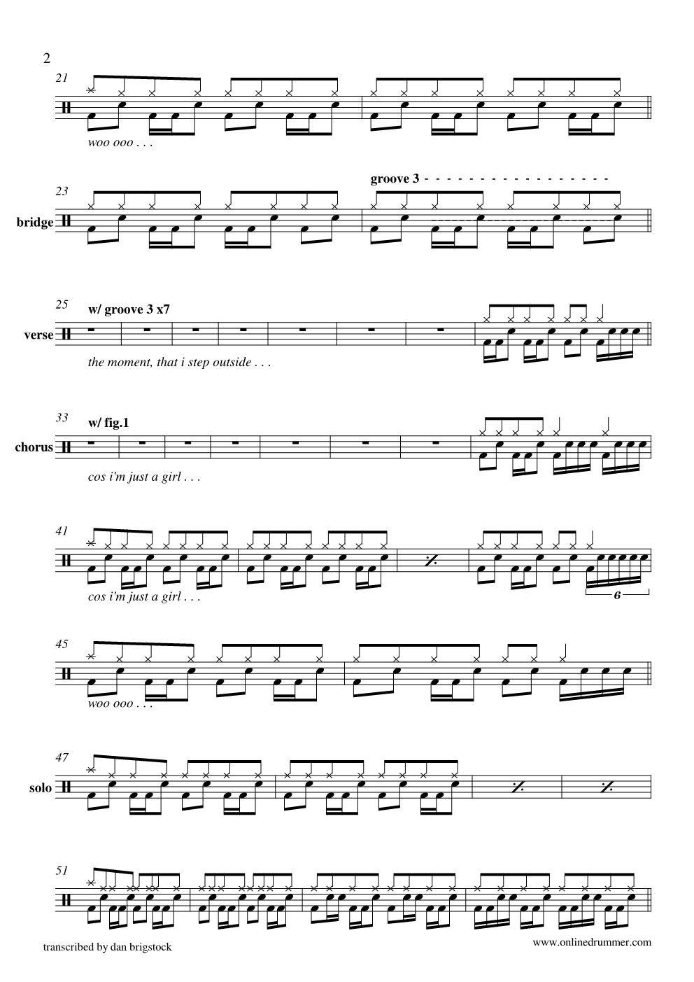 JustAGirlk吉他谱,原版歌曲,简单未知调弹唱教学,六线谱指弹简谱2张图