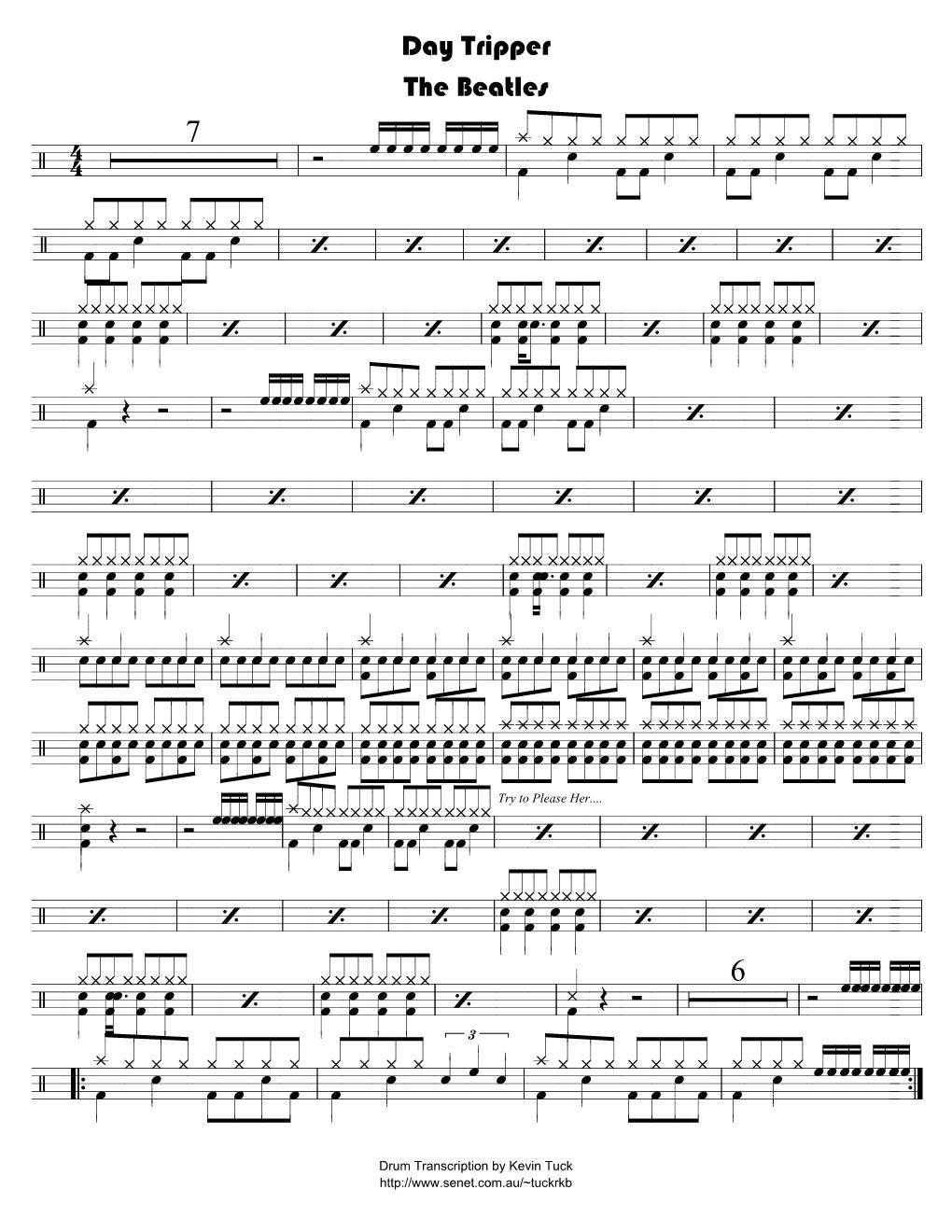 DayTripper吉他谱,原版歌曲,简单未知调弹唱教学,六线谱指弹简谱1张图