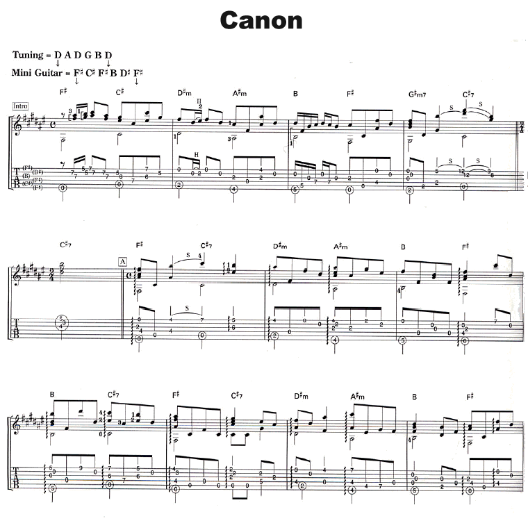 Canon卡农吉他谱,原版歌曲,简单独奏_弹唱教学,六线谱指弹简谱3张图